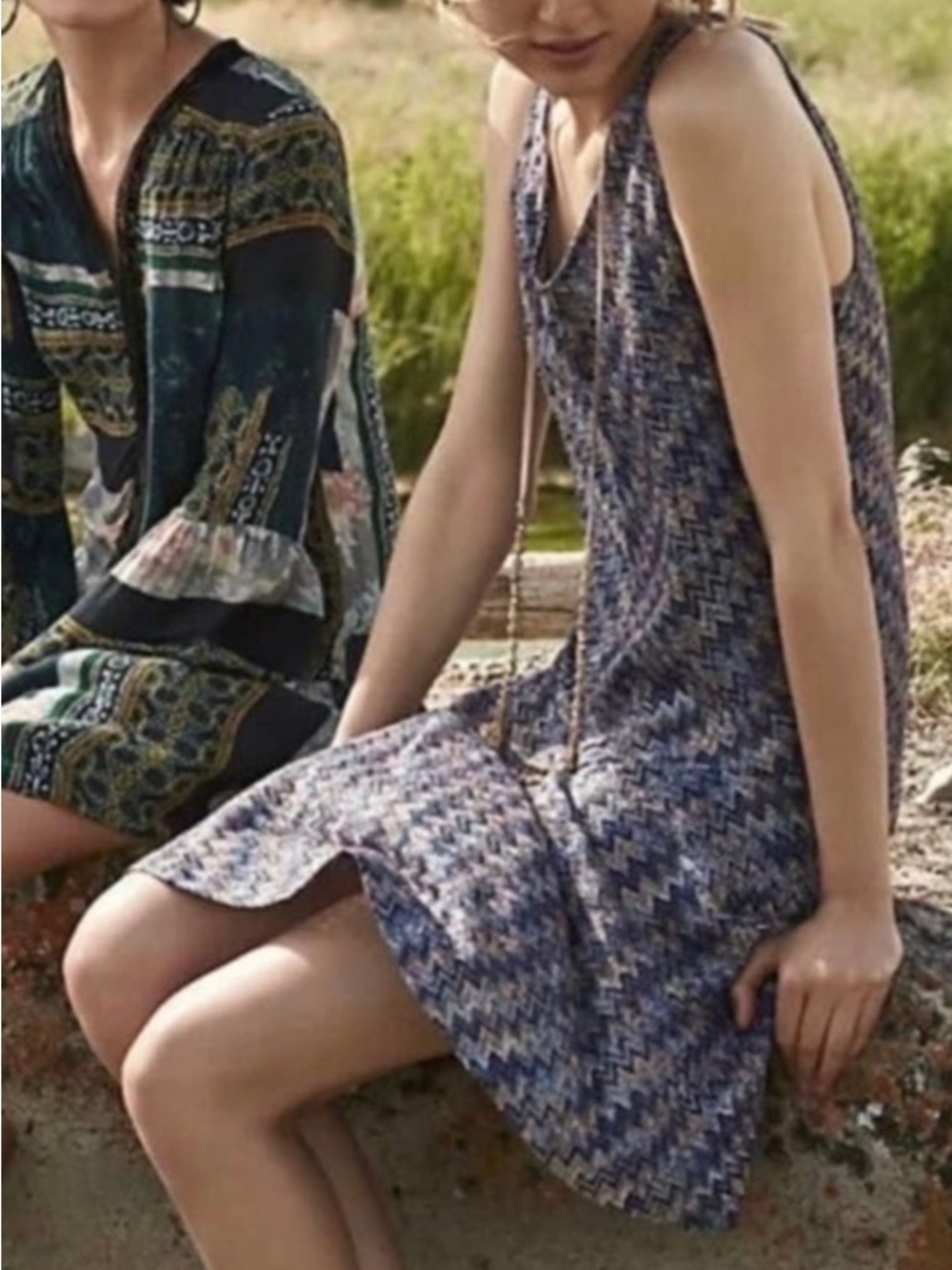 Maeve Anthropologie Westwater Knit Dress Colorful Chevron Boho Beach Size XS